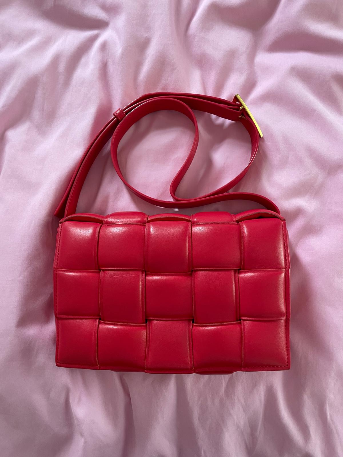 Bottega Veneta Padded Cassette Bag Red Lambskin Gold Hardware